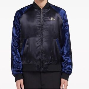 Marni Navy Blue Satin Bomber Jacket